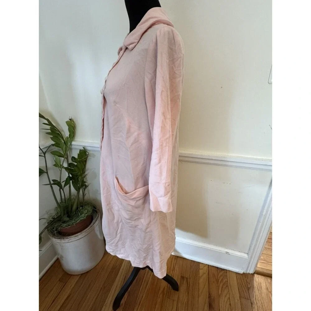 Vintage Sears Pink House Coat Robe Nightgown Lace Pearl Button Front‎ Size Small